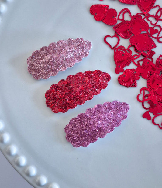 Sweet Glitz Scallop Oval Snap Clips Set - 3 pack