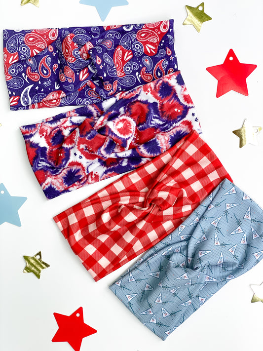 Patriotic Twisted Head Wraps - Adult
