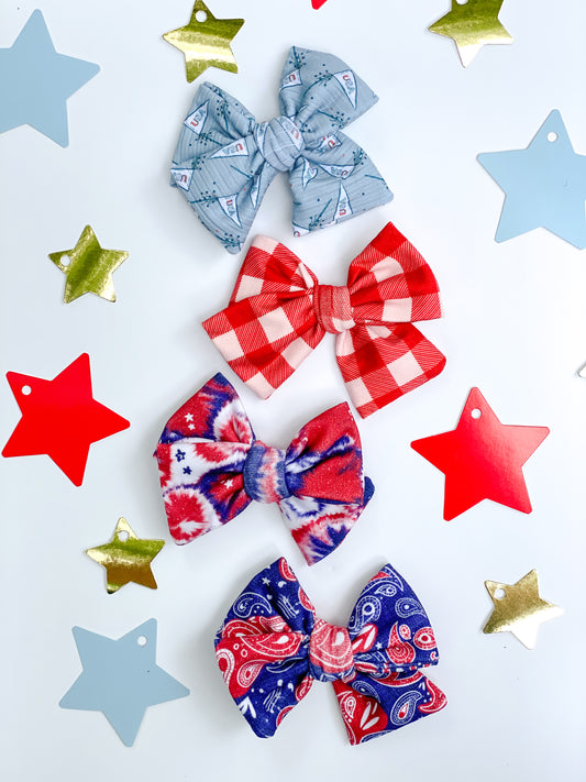 Patriotic Schoolgirl Bows - Knit