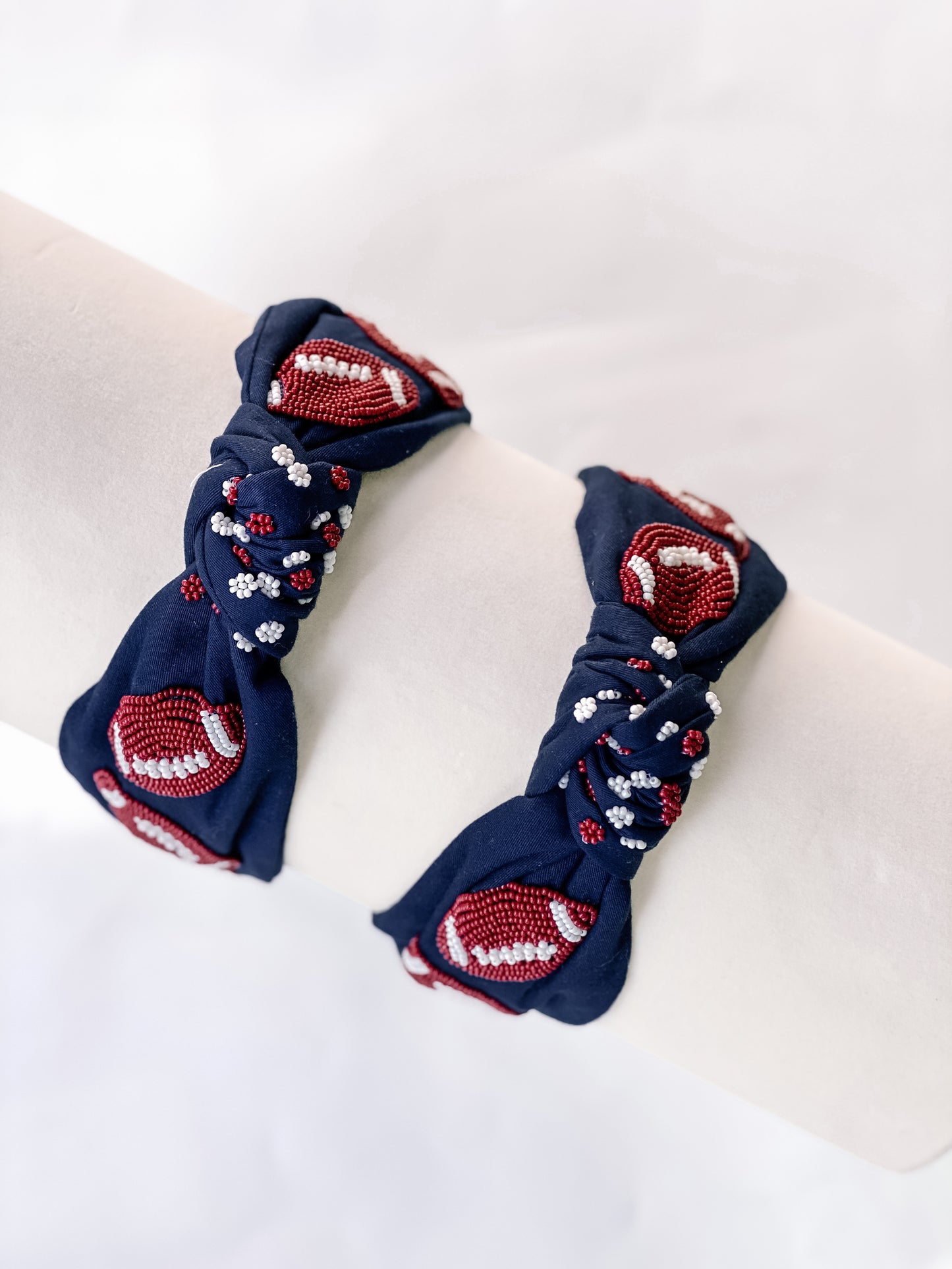 Beaded Football Knot Headbands