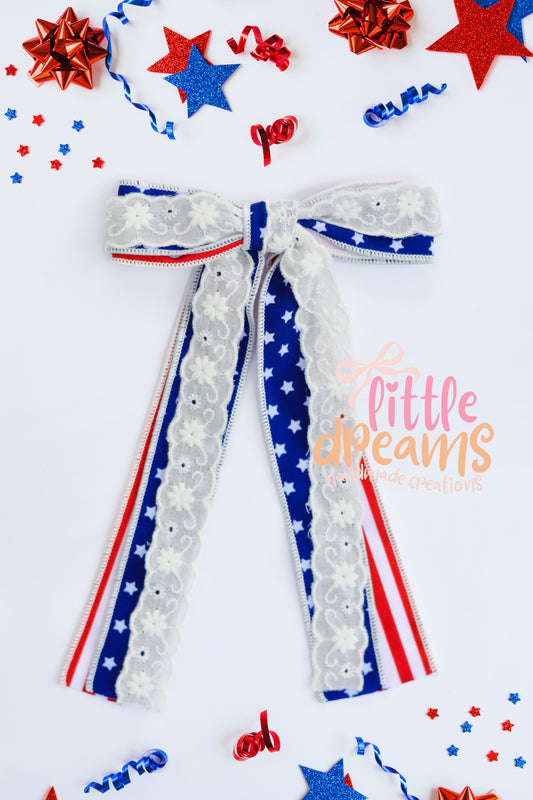Stars and Stripes Long Ribbon Bow