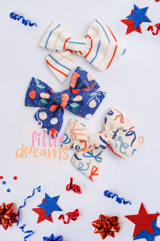 Red, White and Blue Schoolgirl Bows