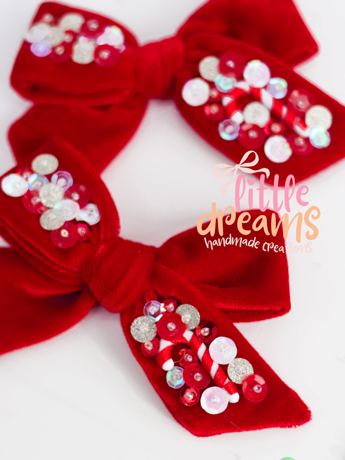 Christmas Sequin Velvet Schoolgirl Bow