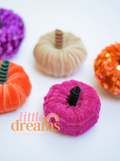 Velvet Pumpkin Clips and Headbands