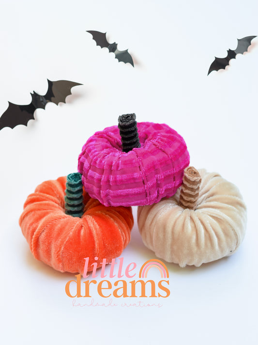 Velvet Pumpkin Clips and Headbands