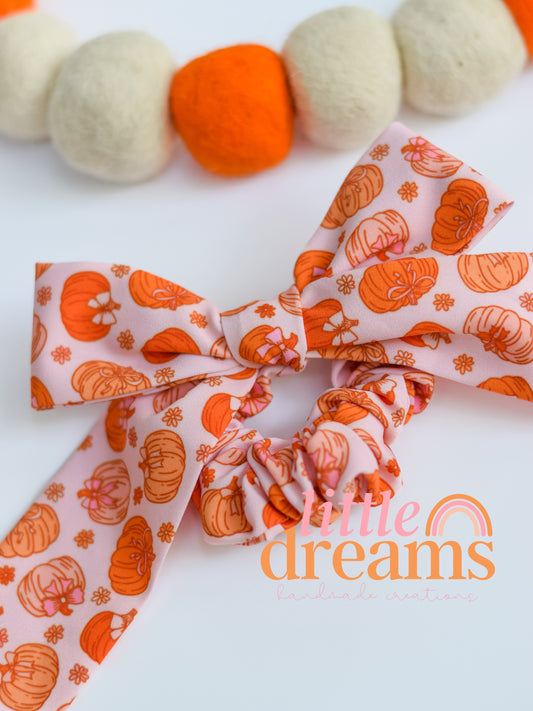 Coquette Pumpkins Bow Scrunchie