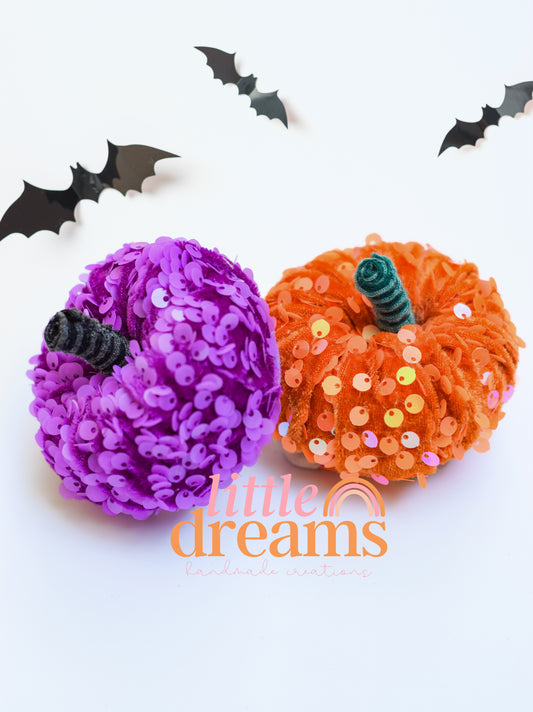 Sequins Pumpkin Clips and Headbands