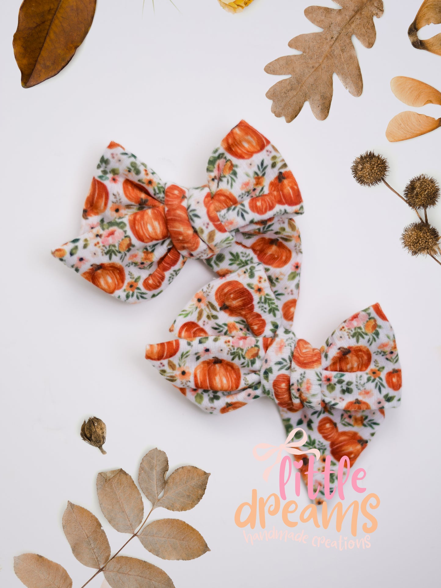 Fall Pumpkins Schoolgirl Bow