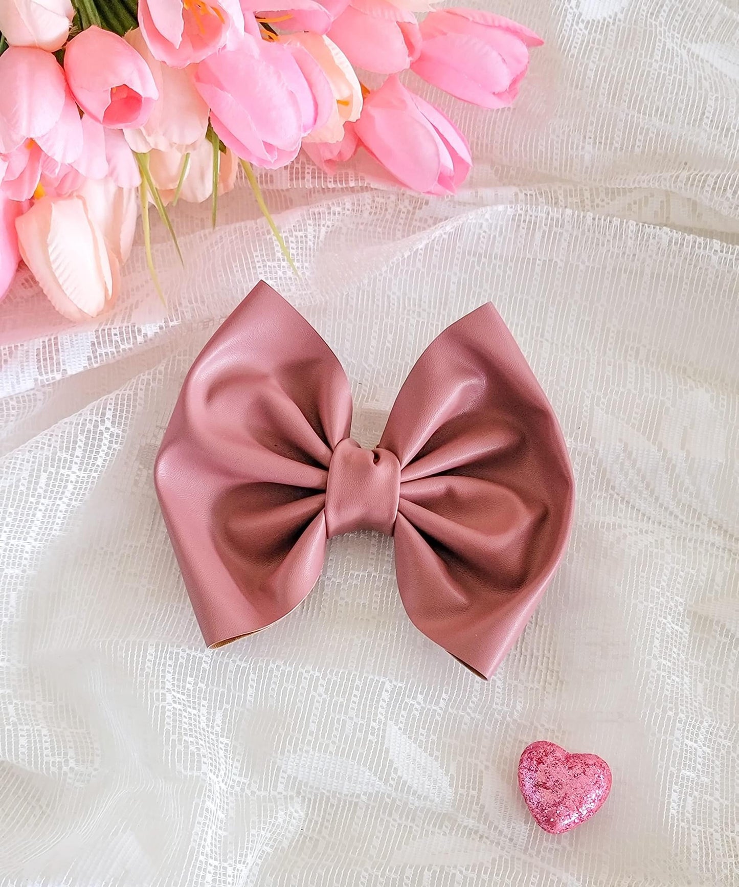 Leatherette Bows - Black, Cream, Mauve, Red