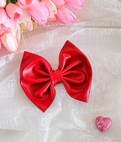 Leatherette Bows - Black, Cream, Mauve, Red