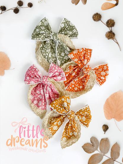 Autumn Lace Trimmed Fable Bows