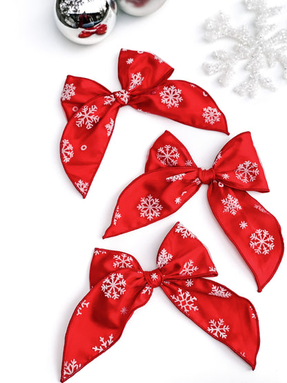 Flocked Snowflakes Fable Bow