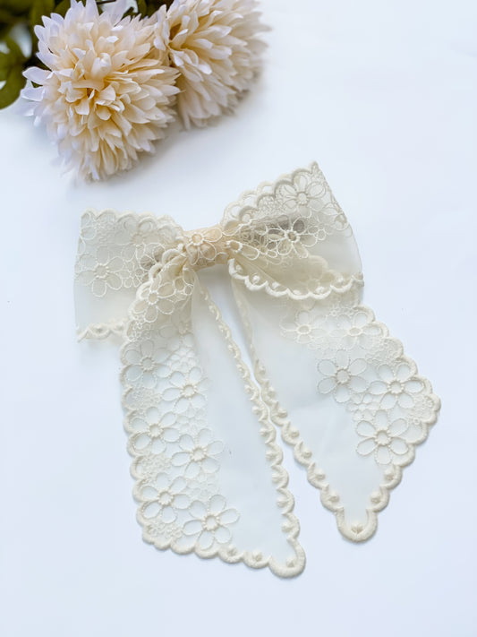 Angled Flower Lace Coquette Bow