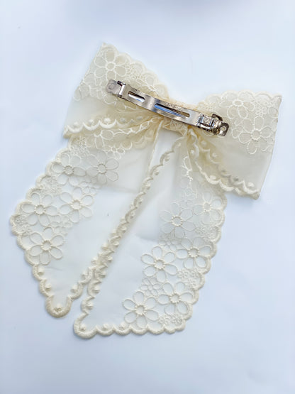 Angled Flower Lace Coquette Bow