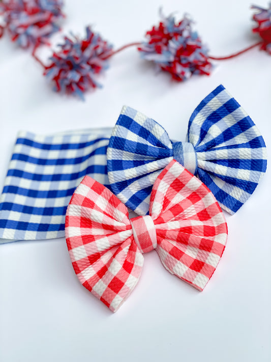 Patriotic Plaid Bows and Head Wraps