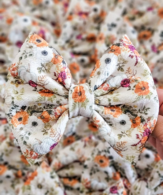 Florals and White Pumpkins 5.5" Bow