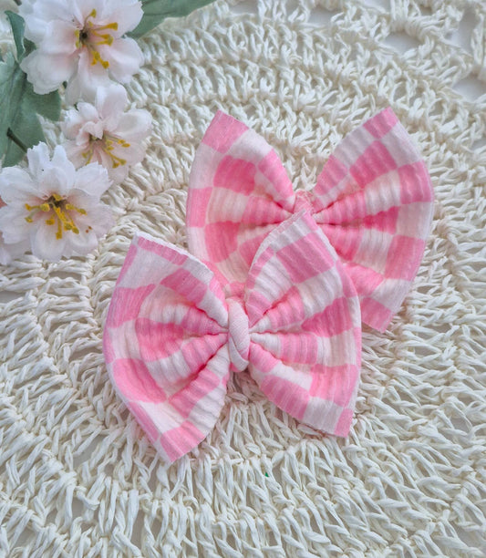 Pink Checkered Waved Ribbed 3.5" Piggies Set