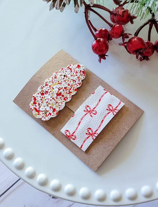 Candy Cane Ribbon Snap Clips Set - 2 pack