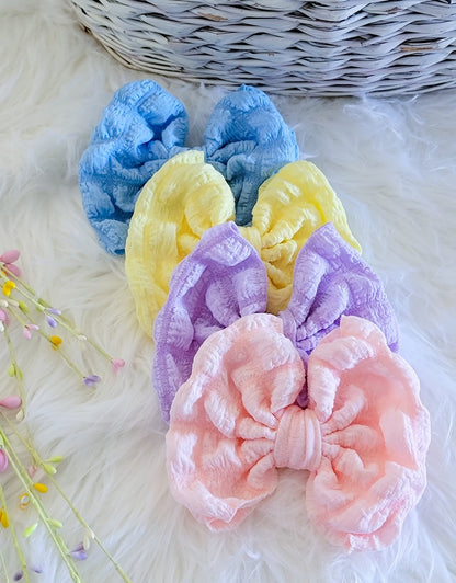 Fluffy Popcorn Bows - Yellow, Baby Pink, Lavender and Baby Blue