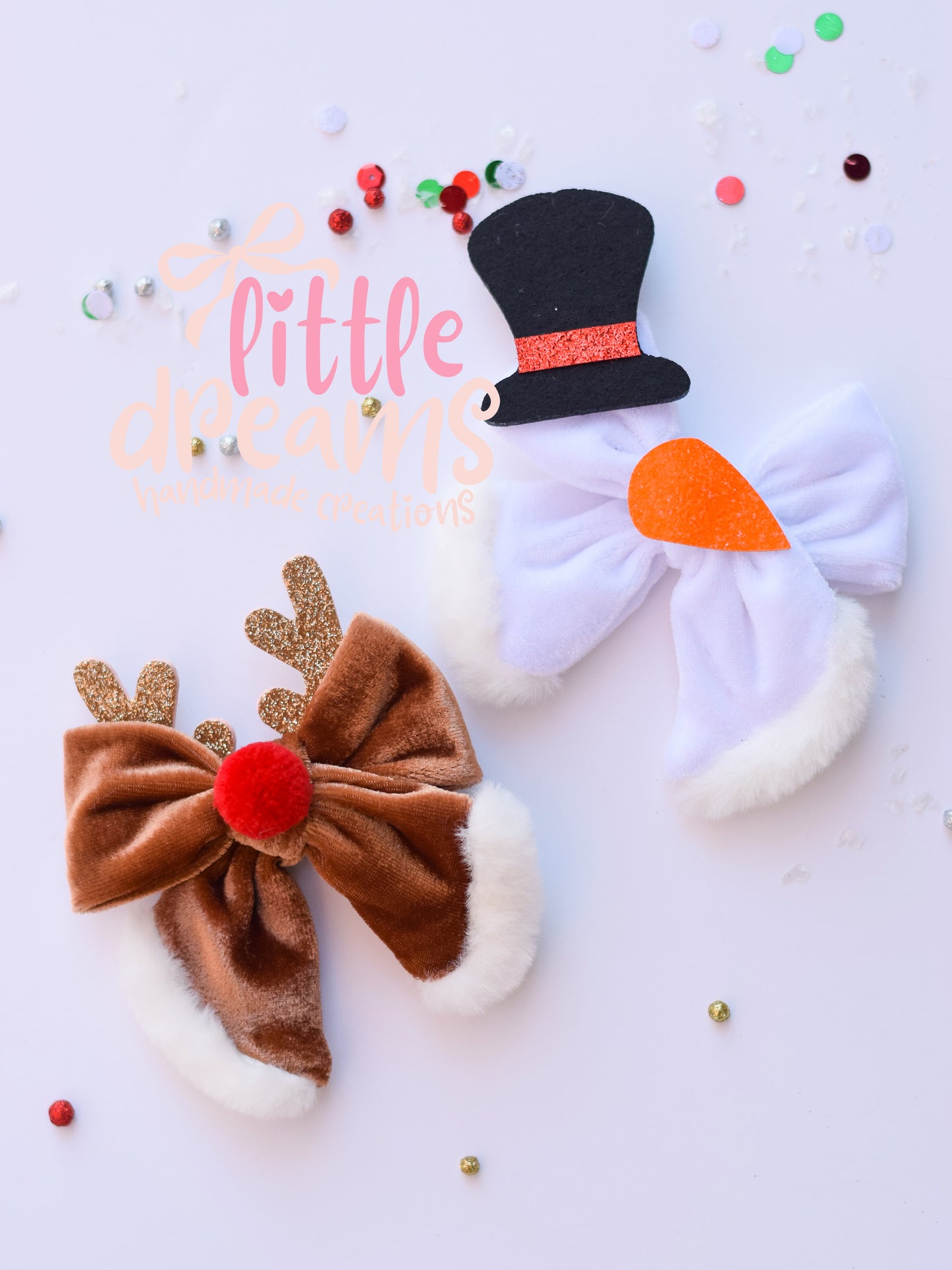 Reindeer and Snowman Fur Bows